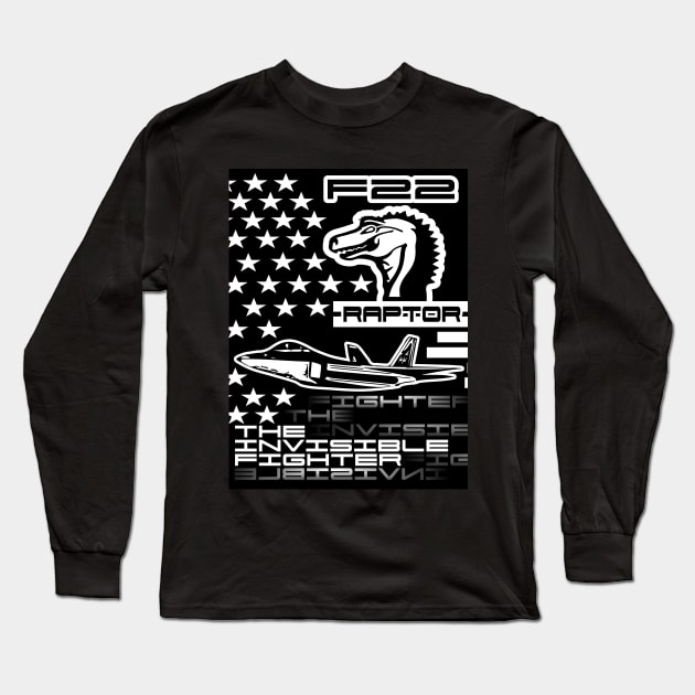 F22 Raptor BLACK Long Sleeve T-Shirt by Marko700m